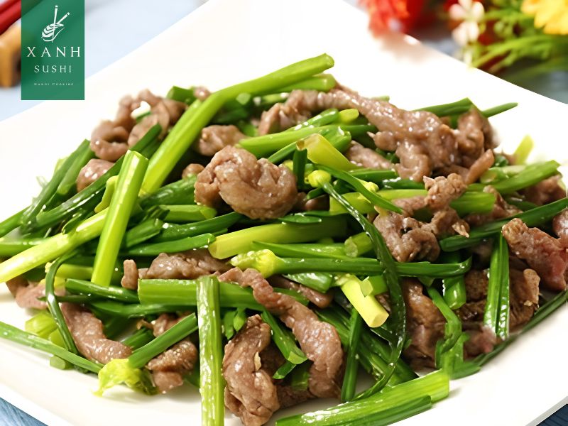Ngồng tỏi xào thịt bò