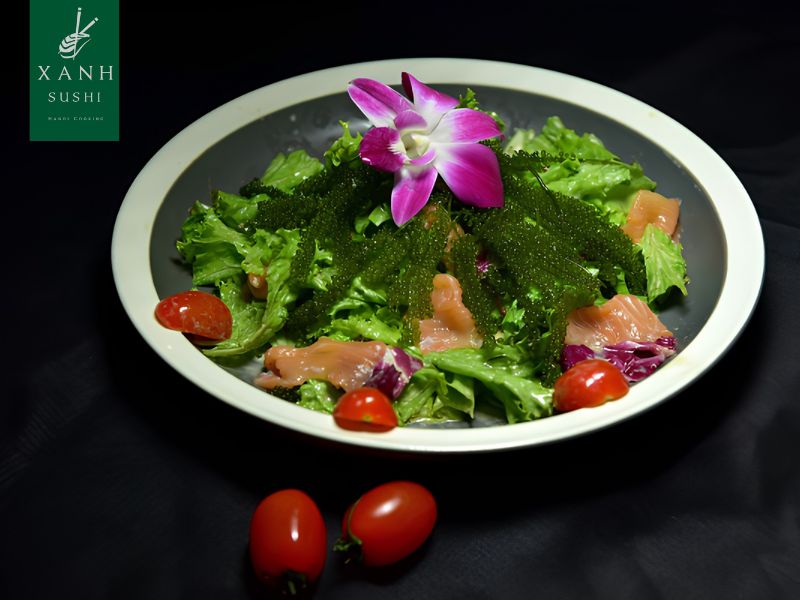 Salad rong nho cá hồi