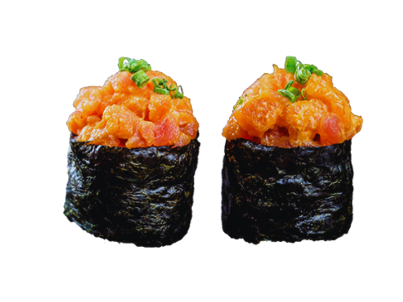 Sushi Gunkan cá hồi sốt cay