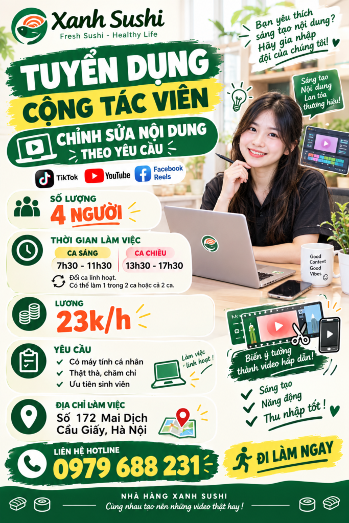 tuyển nhân viên chỉnh sửa nội dung theo yêu cầu